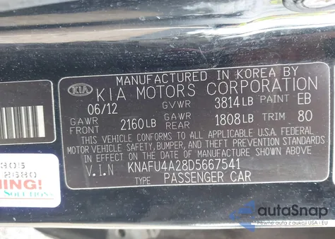 2013 Kia Forte Ex from USA, damaged, VIN KNAFU4A28D5667541